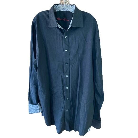 Robert Graham Paisley Shirt Men's Sz XLT Black Long Sleeve Bandana Prom Goth - Picture 2 of 8